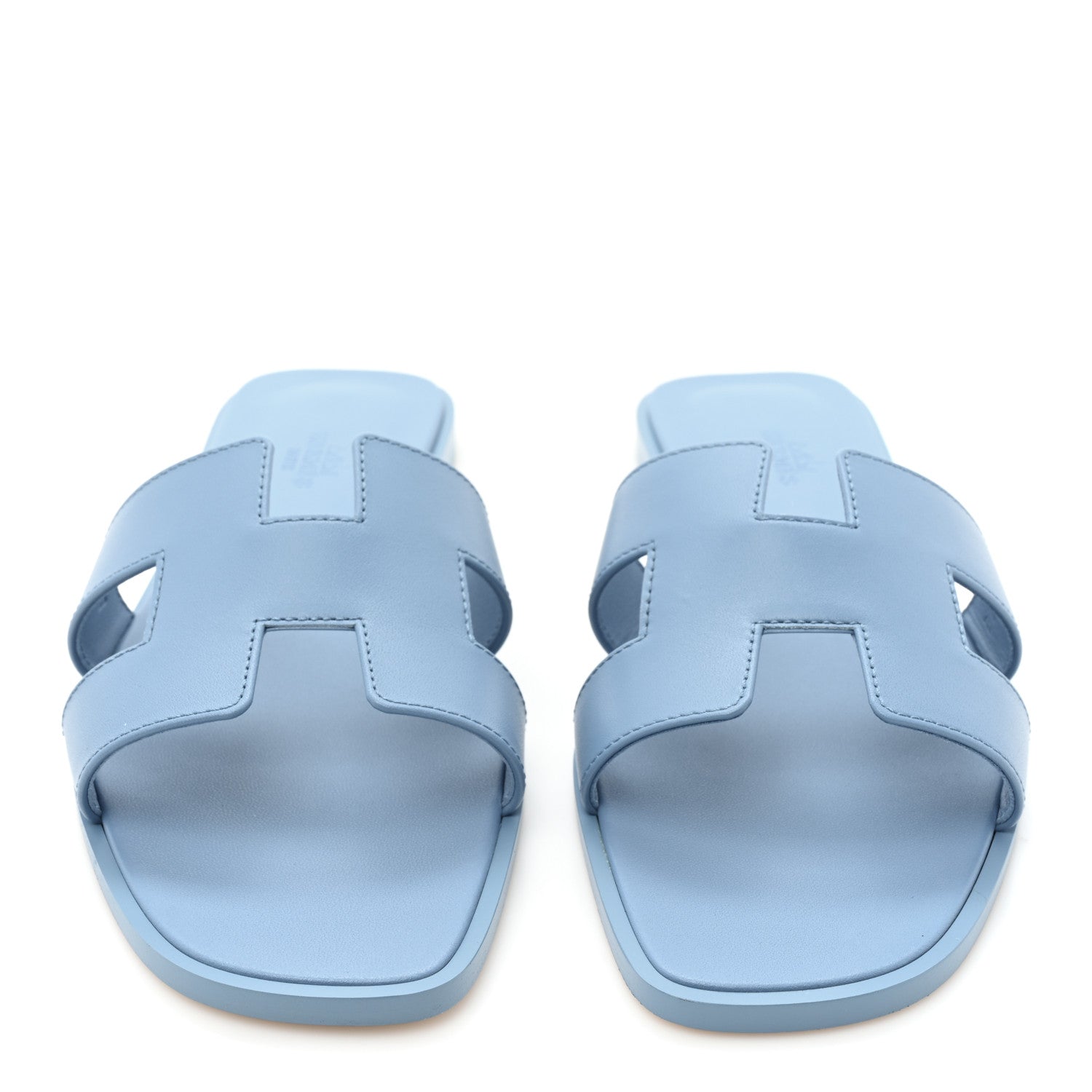 Hermes Box Calfskin Oran Sandals 39 Bleu Cameo 2 of 9