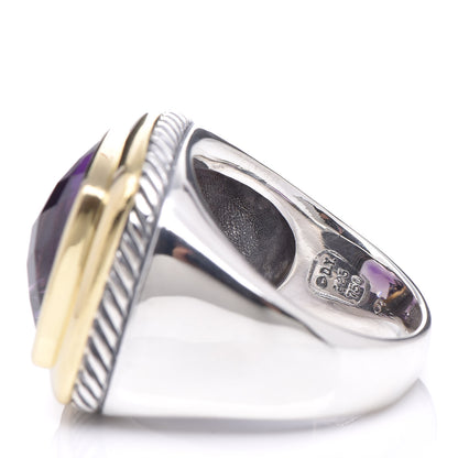 David Yurman Sterling Silver 18K Yellow Gold Amethyst 16mm Albion Statement Ring 54 7 5 of 5