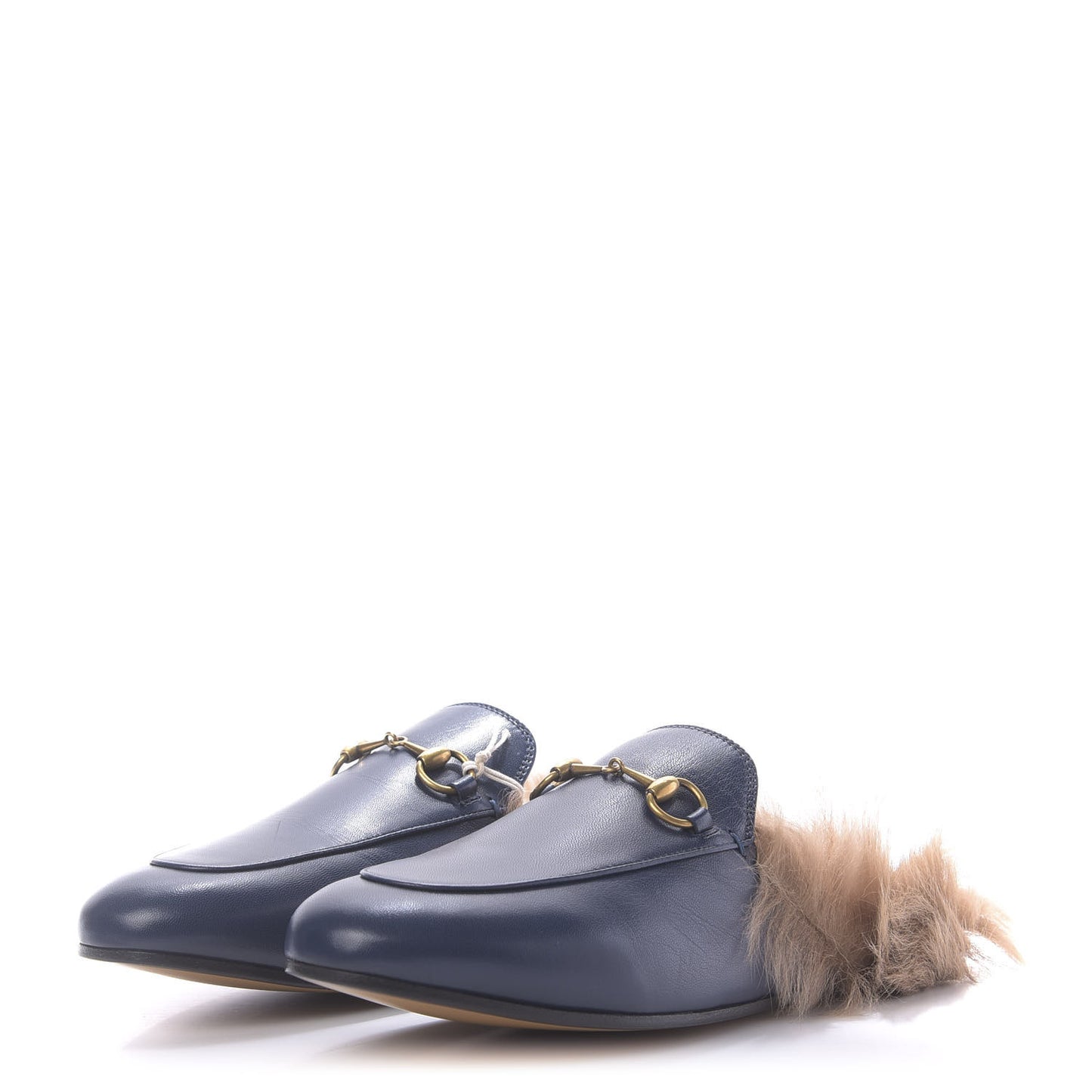 Malaga Kid Fur Womens Princetown Slippers 39 Blue Agata