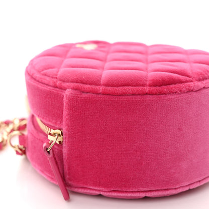 Chanel Velvet Round Quilted Pearl Crush Clutch With Chain Pink 9 of 10