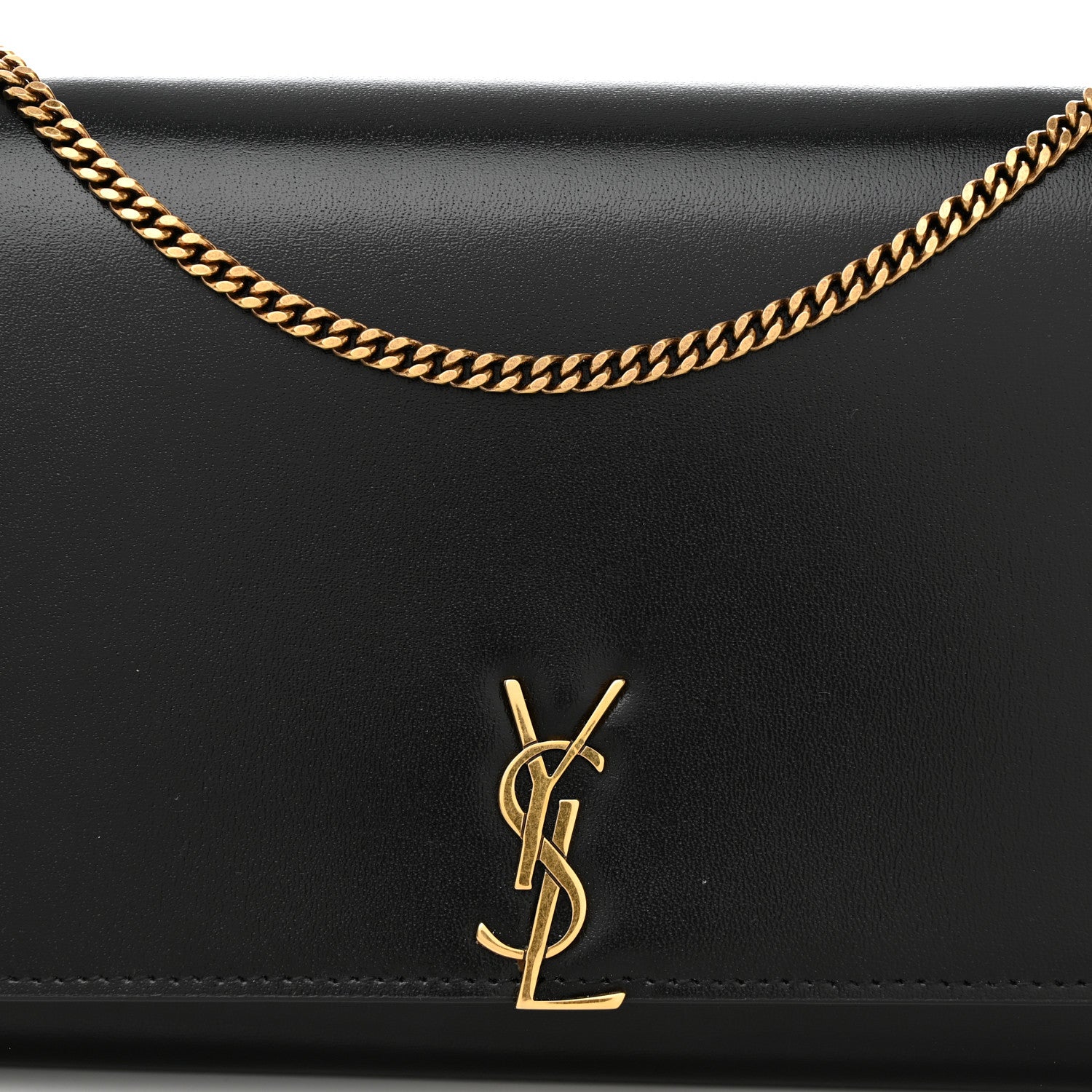 Saint Laurent Glossy Calfskin Monogram Chain Wallet Black 7 of 9