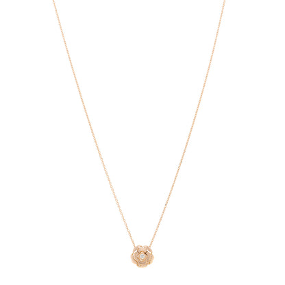 Chanel 18K Rose Gold Diamond Extrait de Camelia Pendant Necklace 1 of 5