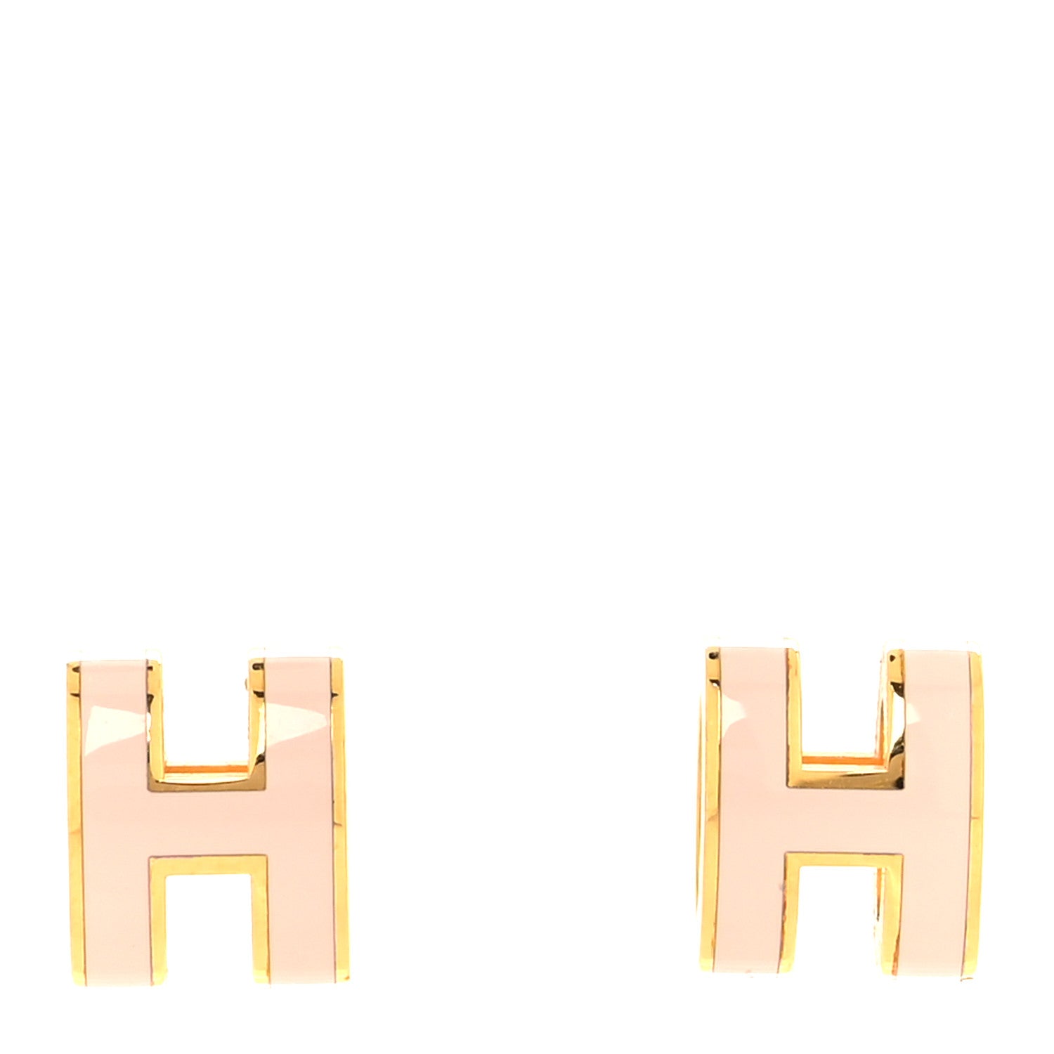 Hermes Gold Lacquered Mini Pop H Earrings Rose Dragee 1 of 6