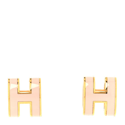 Hermes Gold Lacquered Mini Pop H Earrings Rose Dragee 1 of 6