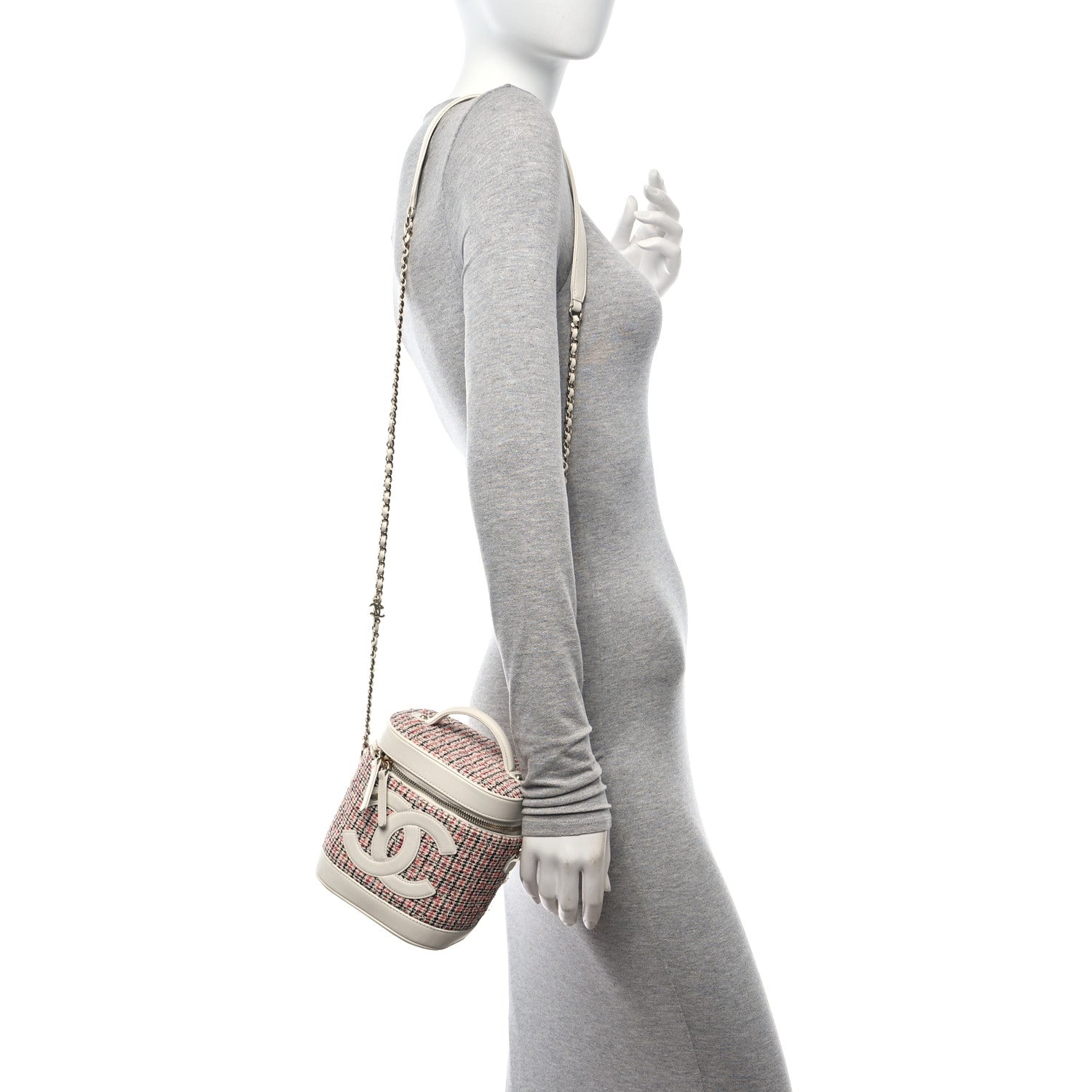Chanel Tweed Lambskin Timeless Vanity Cosmetic Case White 2 of 12