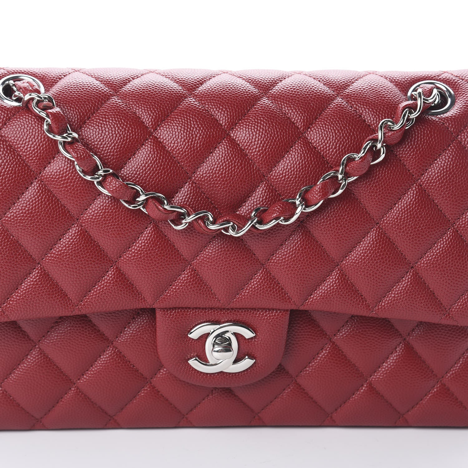 Chanel Caviar Quilted Medium Double Flap Red 9 of 14