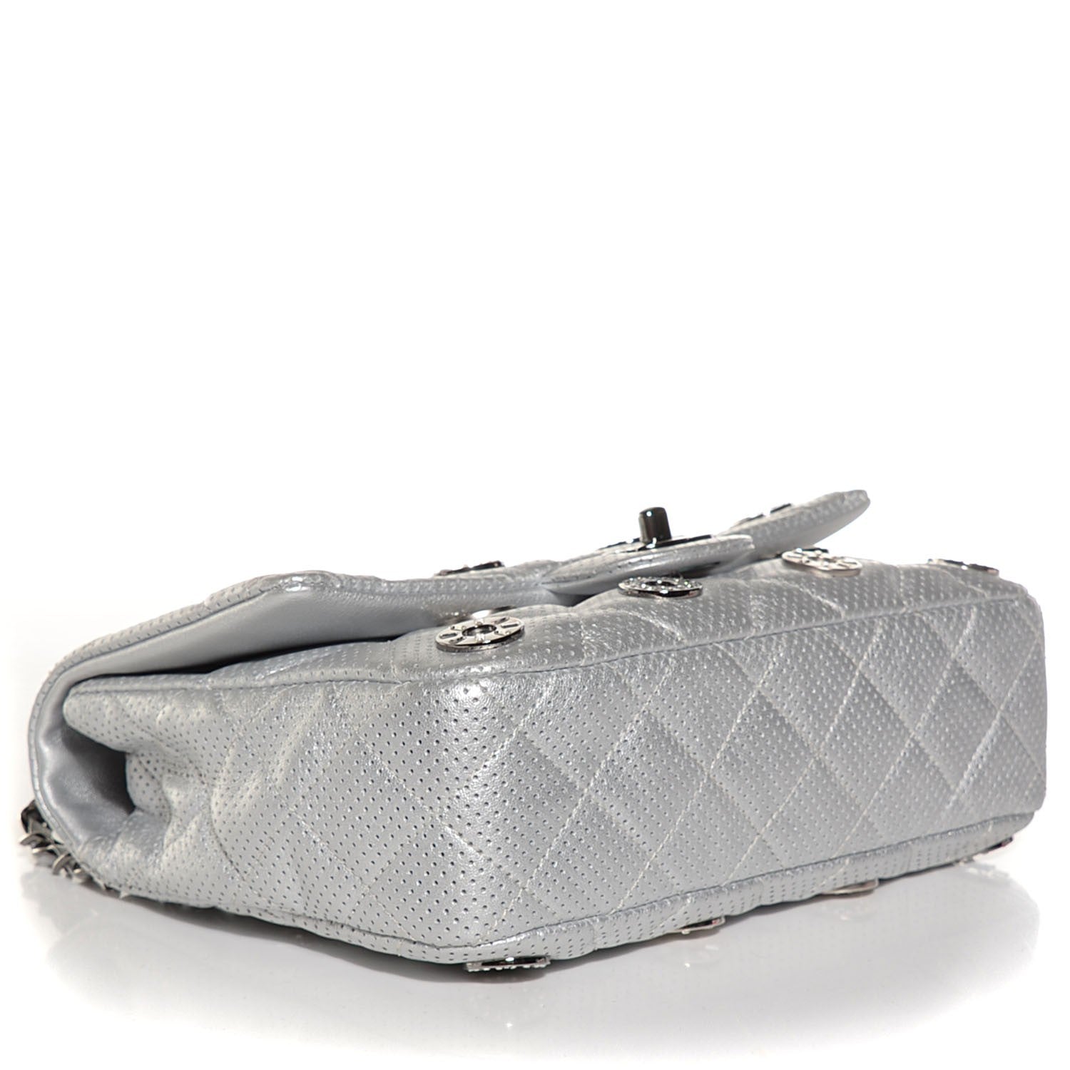 Chanel Perforated Metallic Lambskin Small CC Medals Flap Silver 5 of 9