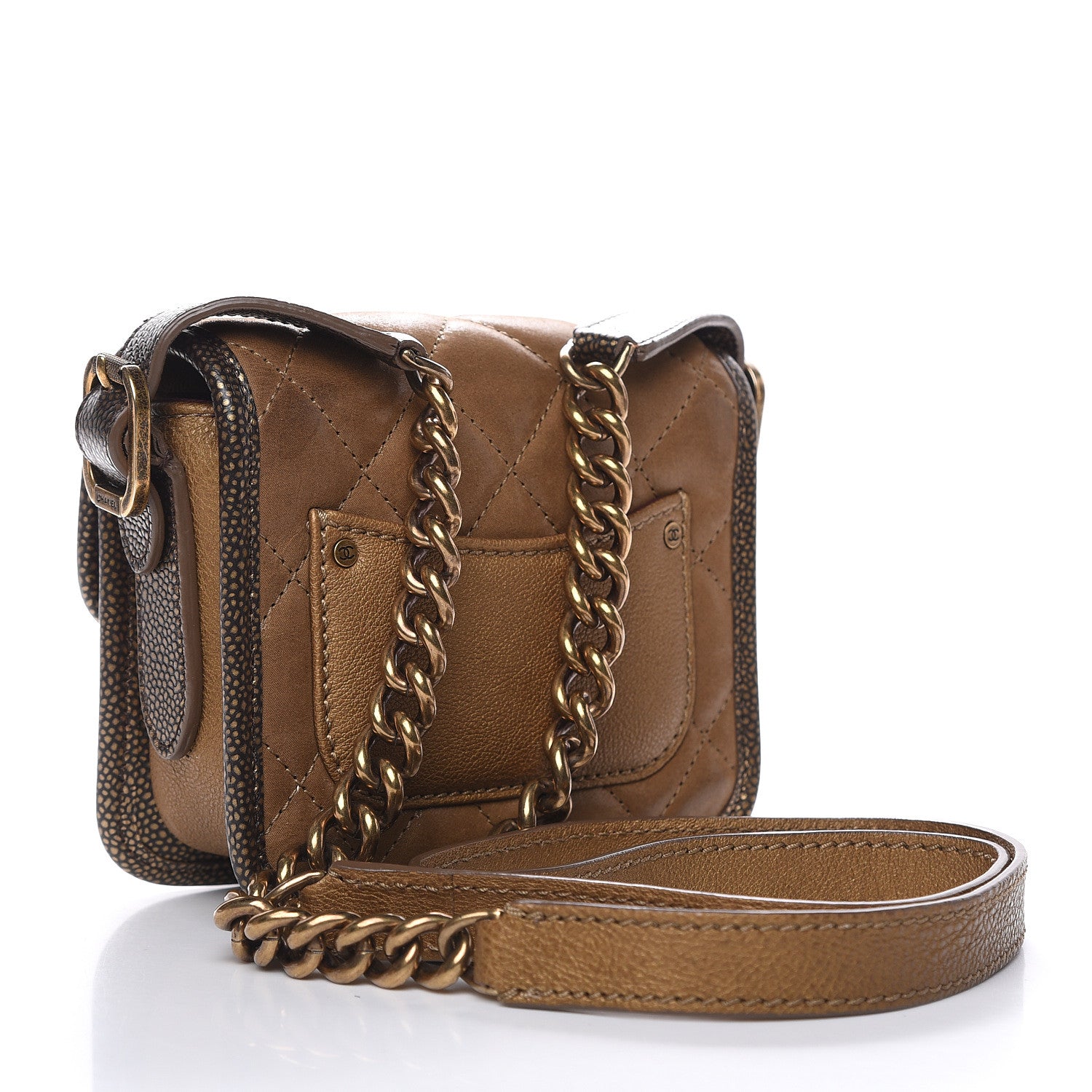Chanel Iridescent Calfskin Back To School Mini Crossbody Flap Dark Gold 3 of 10