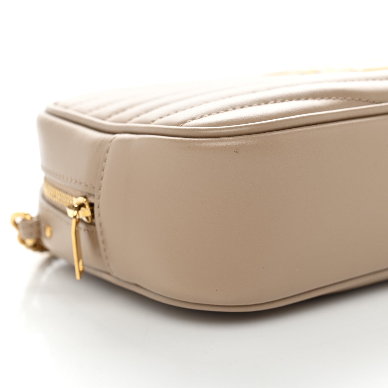 Saint Laurent Calfskin Matelasse Monogram Mini Lou Camera Bag Dark Beige 9 of 10