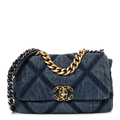 Chanel Denim Quilted Medium Chanel 19 Flap Blue 1 of 10