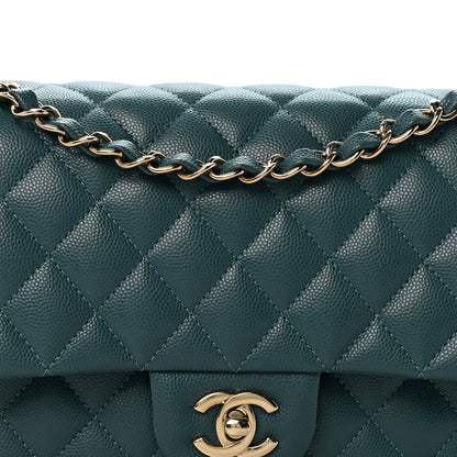 Chanel Caviar Quilted Medium Double Flap Green 8 of 11