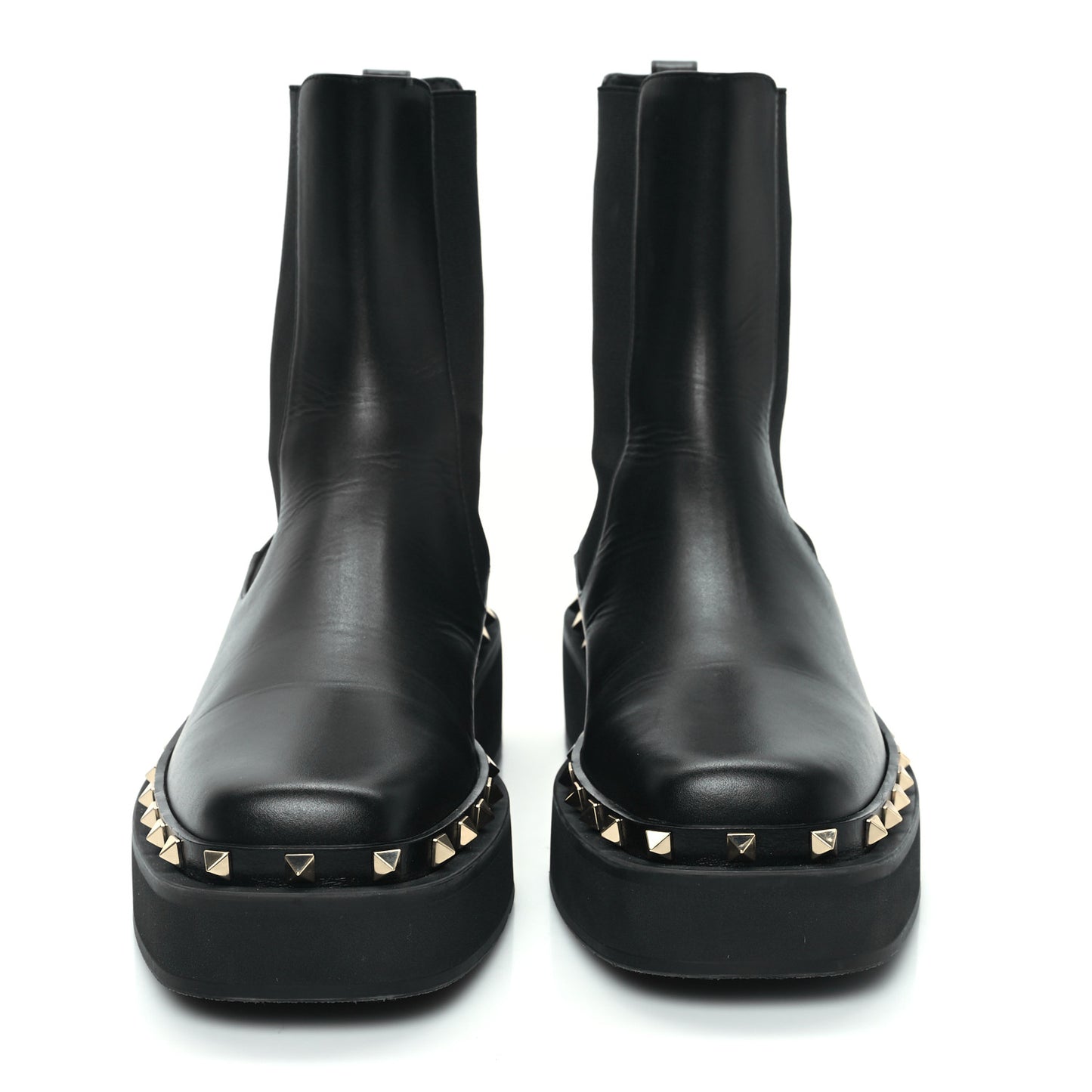 Calfskin Rockstud Platform Chelsea 20mm Boots 40 Black