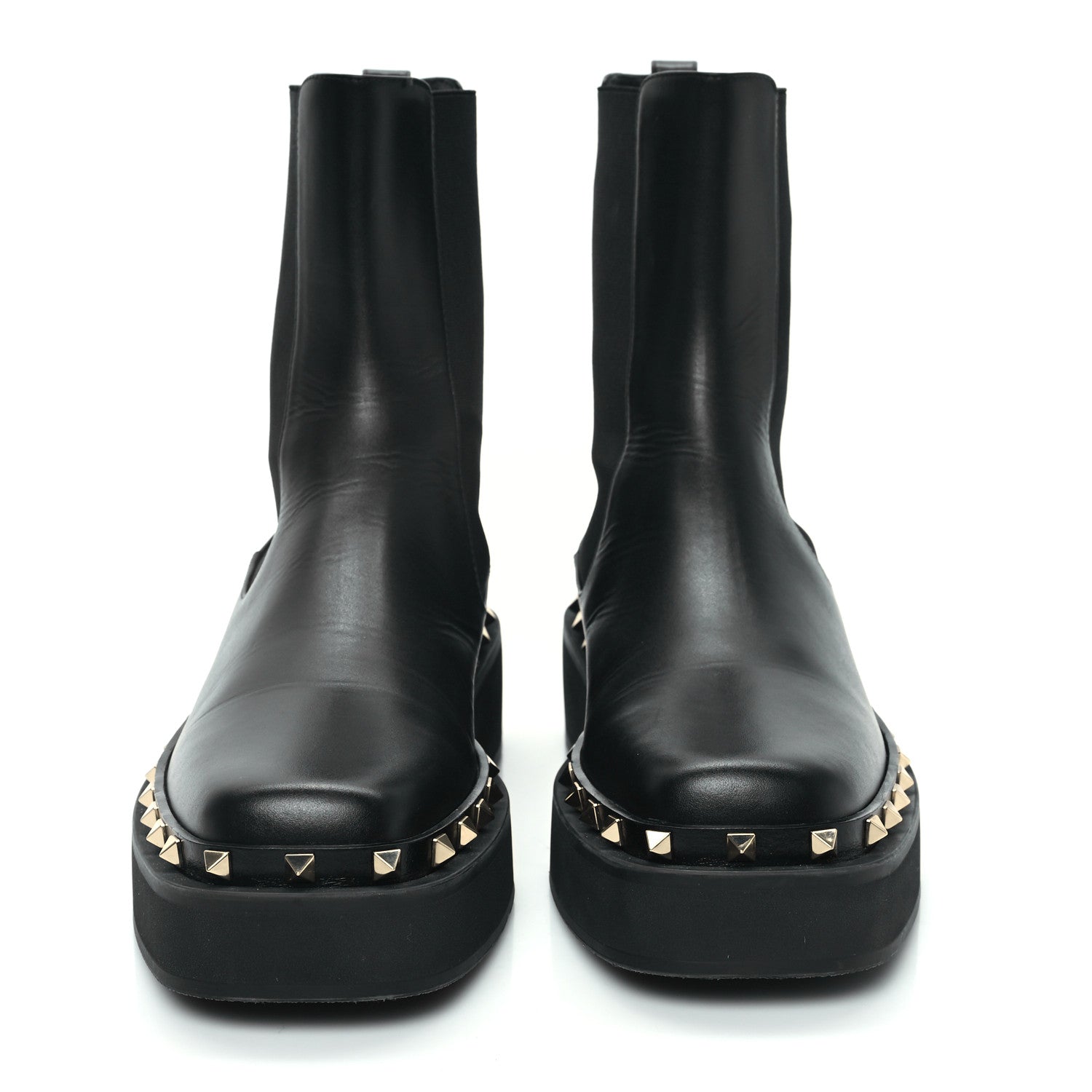 Valentino Garavani Calfskin Rockstud Platform Chelsea 20mm Boots 40 Black 2 of 9