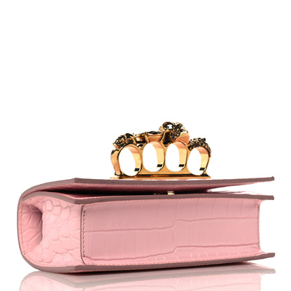 Alexander McQueen Calfskin Crocodile Embossed Knuckle Shoulder Bag Light Pink 4 of 10