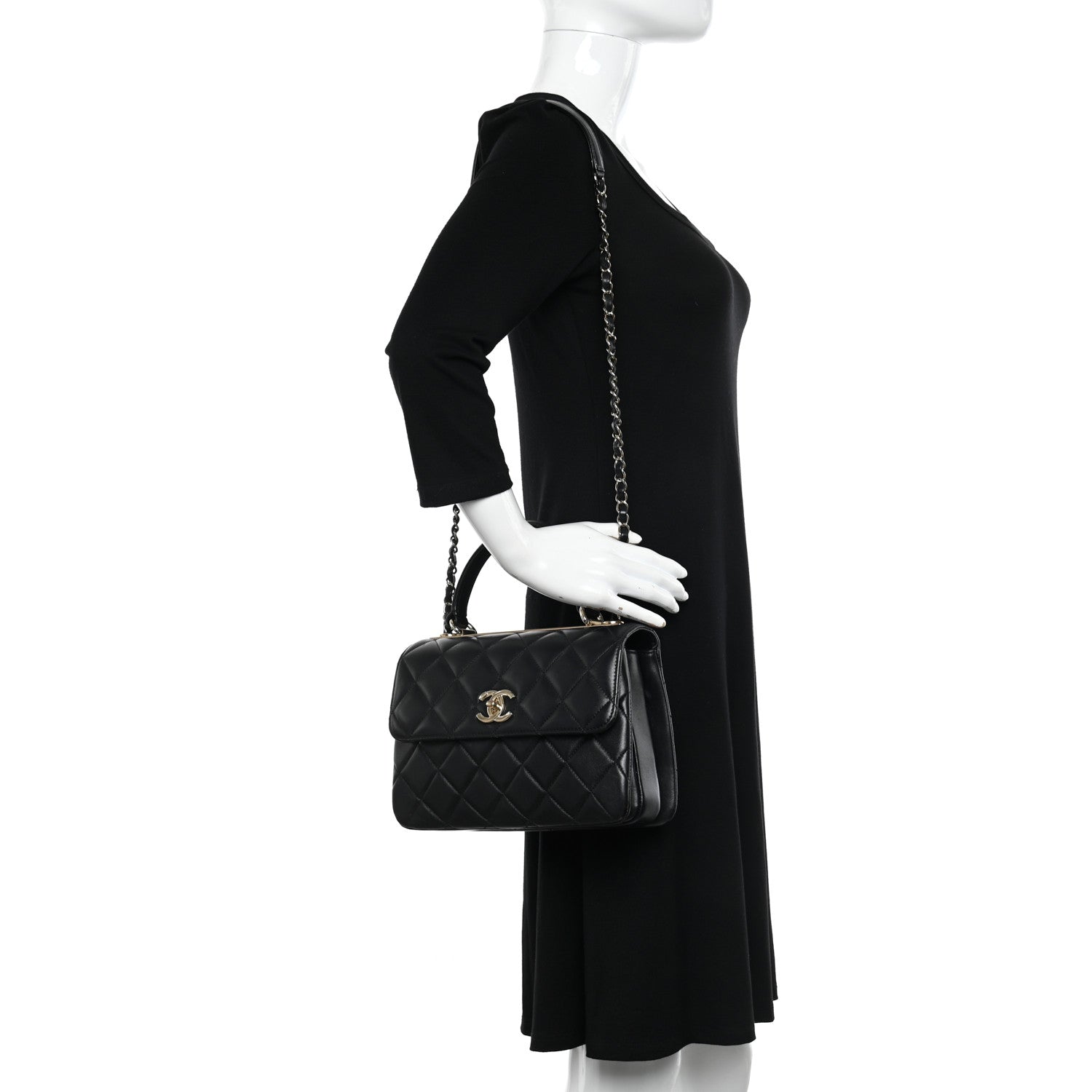 Chanel Lambskin Quilted Small Trendy CC Dual Handle Flap Bag Black 2 of 14