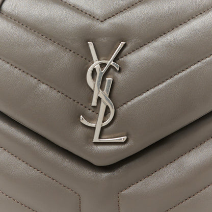 Saint Laurent Calfskin Y Quilted Monogram Small Loulou Chain Satchel Earth 9 of 11