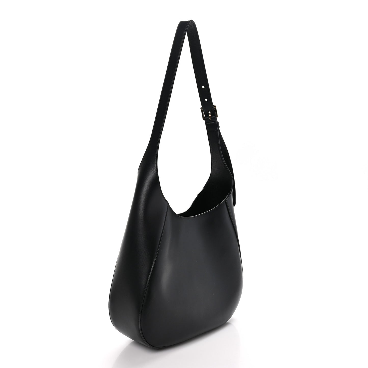 City Calfskin Triangle Large Hobo Shoulder Bag Black