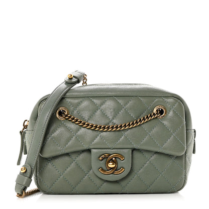 Chanel Sheepskin Quilted Trapezio Camera Case Green 1 of 9