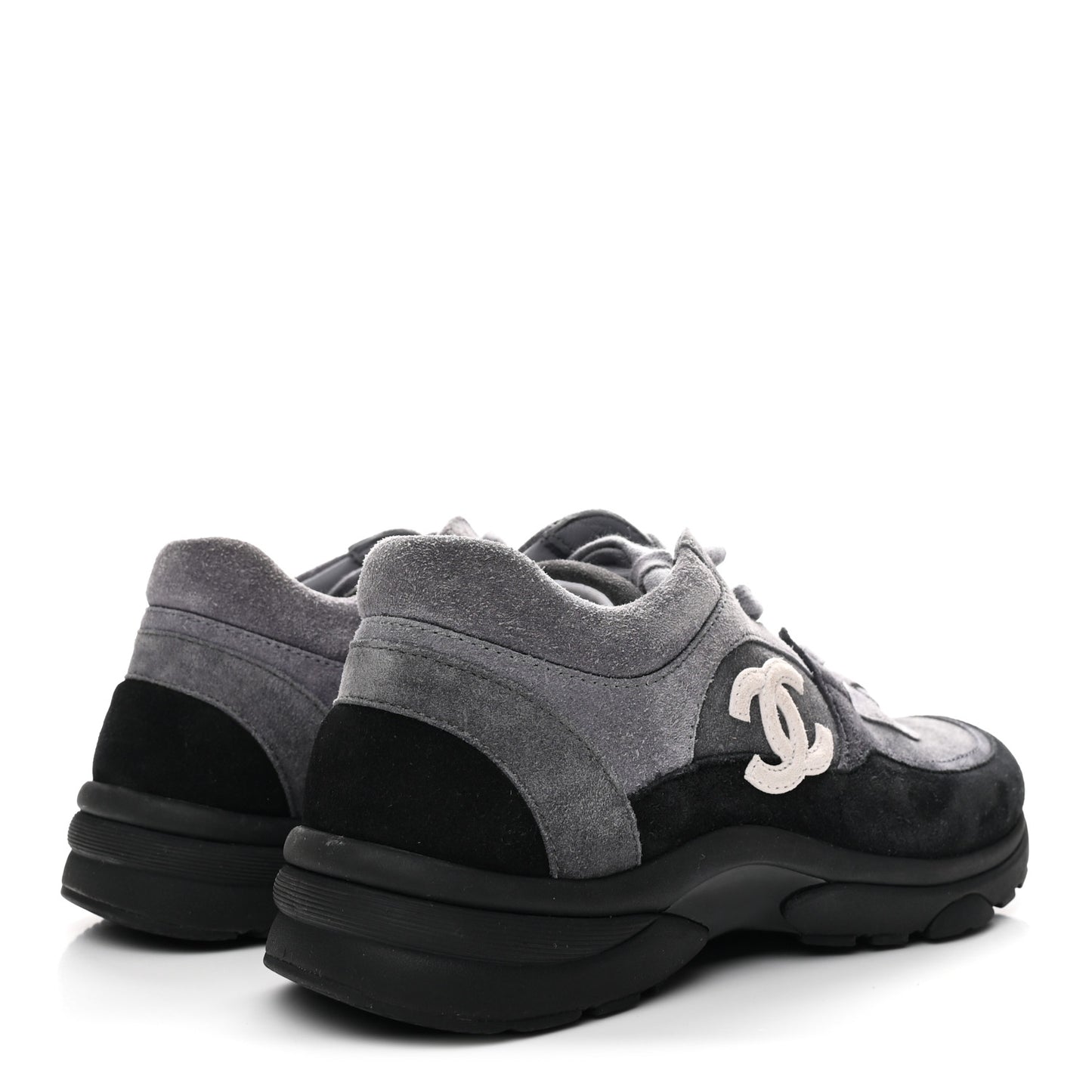 Suede Calfskin CC Sneakers 36.5 Black Grey