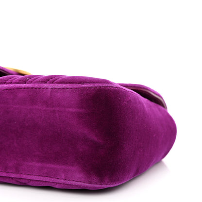 Gucci Velvet Matelasse Small GG Marmont Shoulder Bag Fuchsia Violet Cyclamen 10 of 13