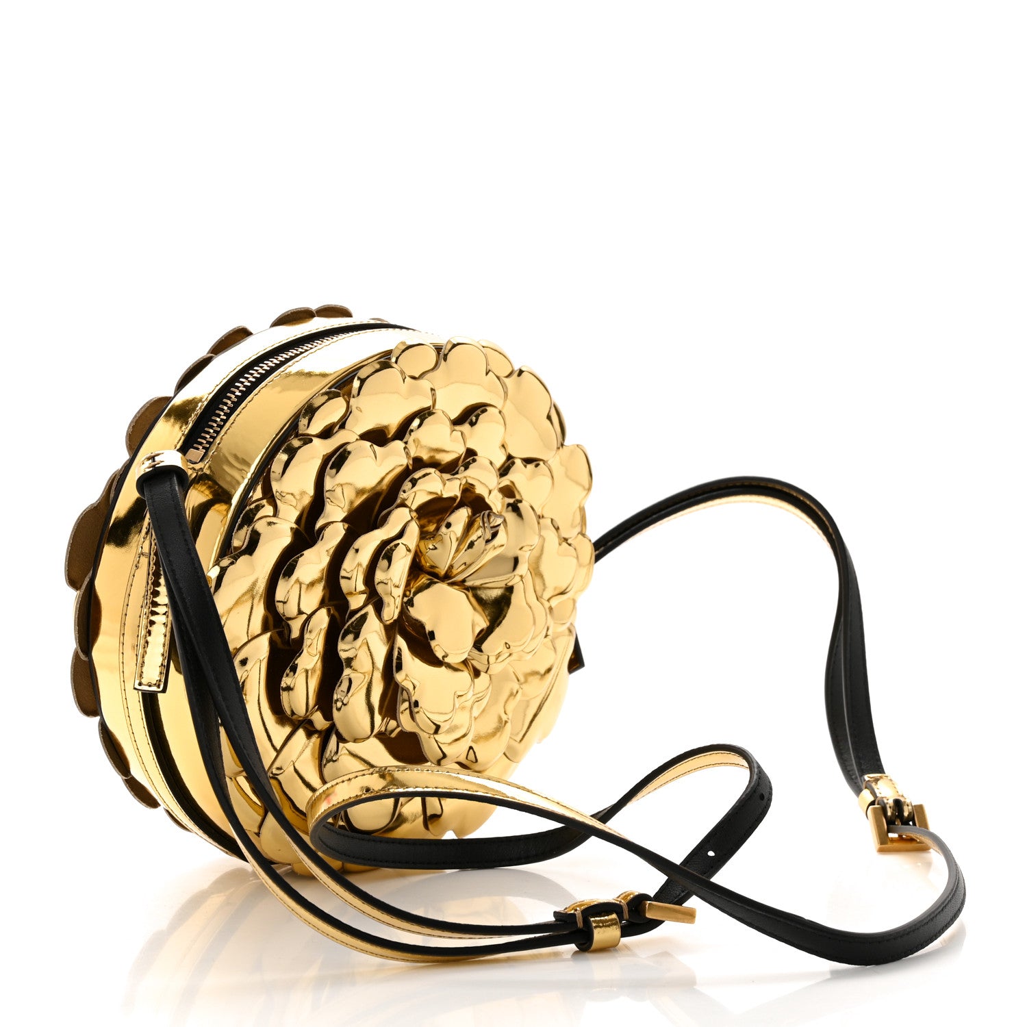 Valentino Garavani Metallic Nappa Atelier 03 Rose Edition Round Crossbody Bag Antique Brass 3 of 9