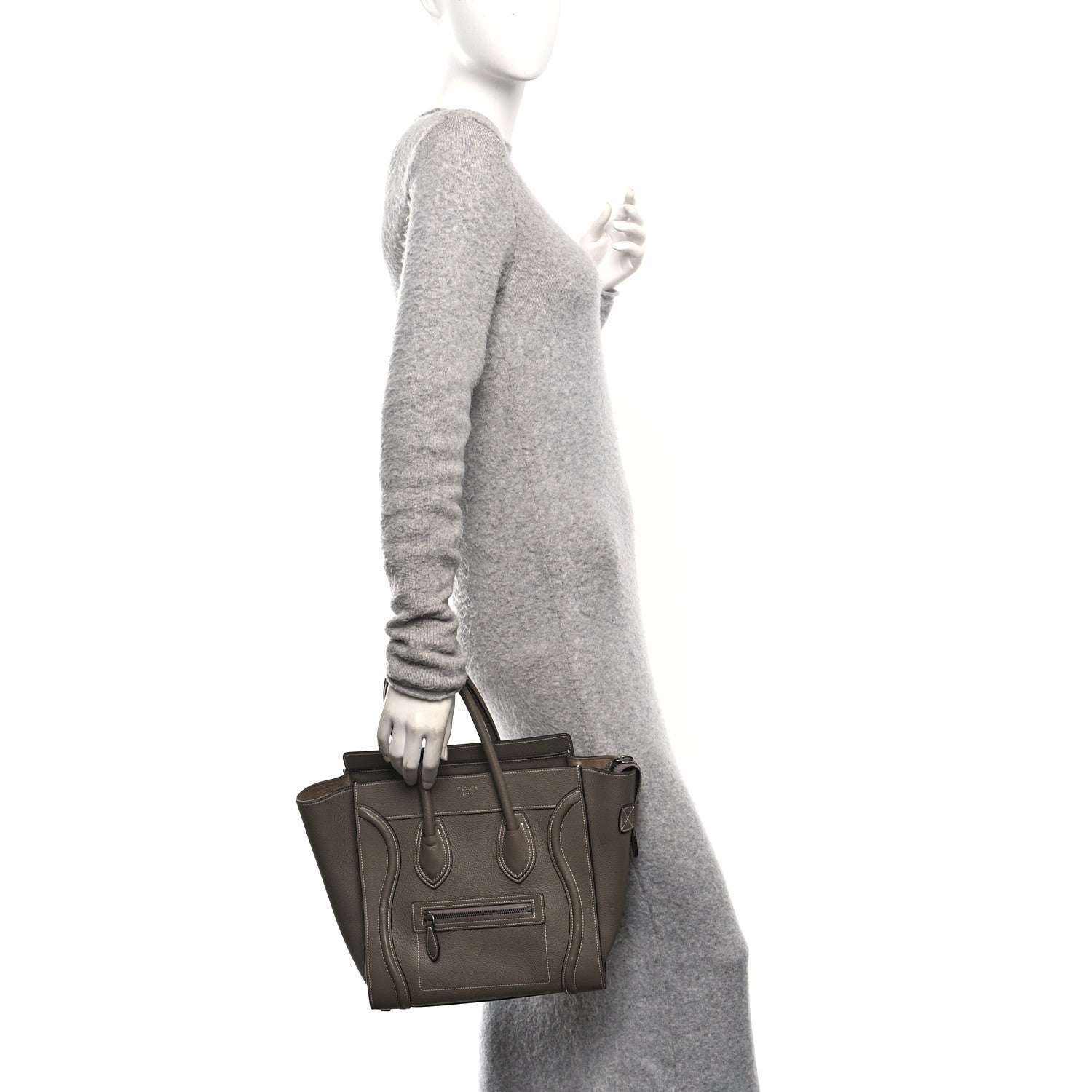 Celine Drummed Calfskin Micro Luggage Souris 2 of 11