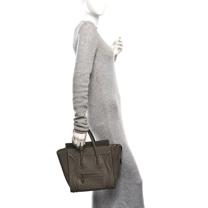 Celine Drummed Calfskin Micro Luggage Souris 2 of 11