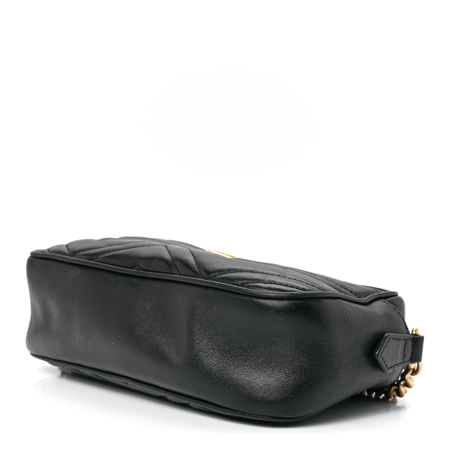 Gucci Calfskin Matelasse Small GG Marmont Chain Shoulder Bag Black 9 of 11