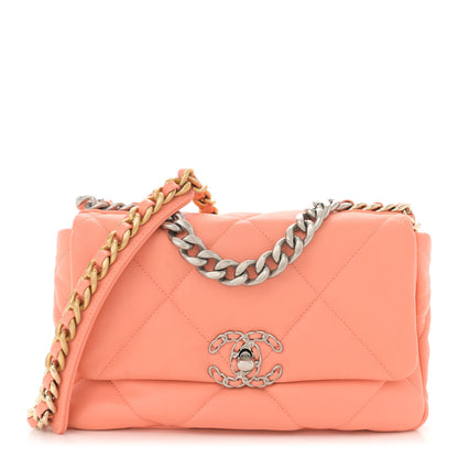 Chanel Lambskin Quilted Medium Chanel 19 Flap Light Orange 1 of 14