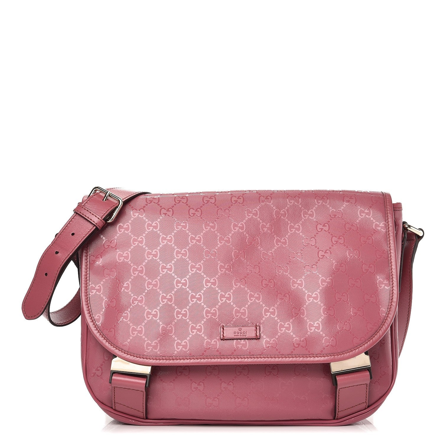 Gucci Imprime Monogram Medium Double Buckle Flap Messenger Bag Vintage Rose 1 of 8