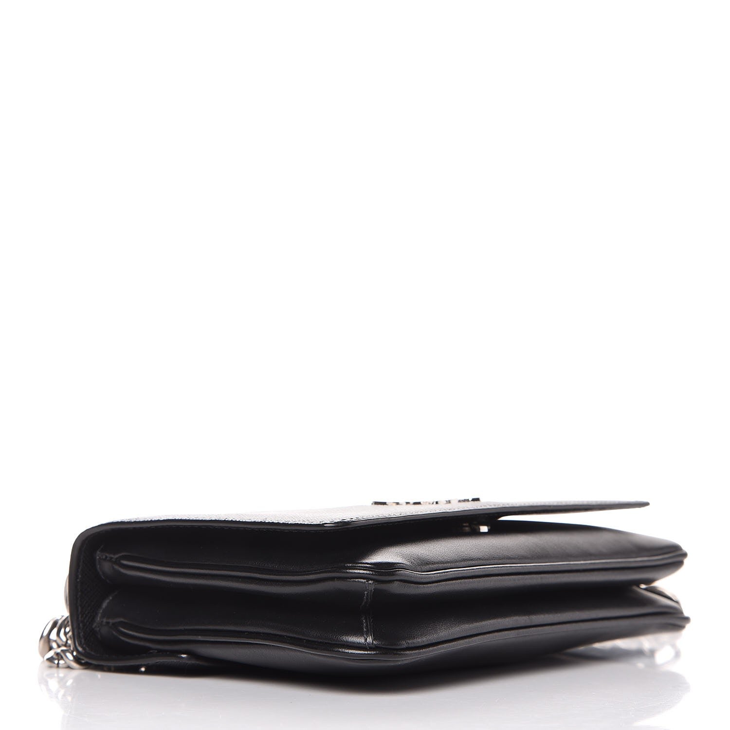 Prada Saffiano Soft Calf Chain Crossbody Bag Black 4 of 7