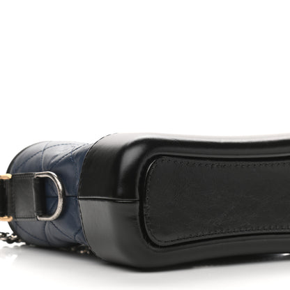 Chanel Aged Calfskin Quilted Small Gabrielle Hobo Navy Black 10 of 11