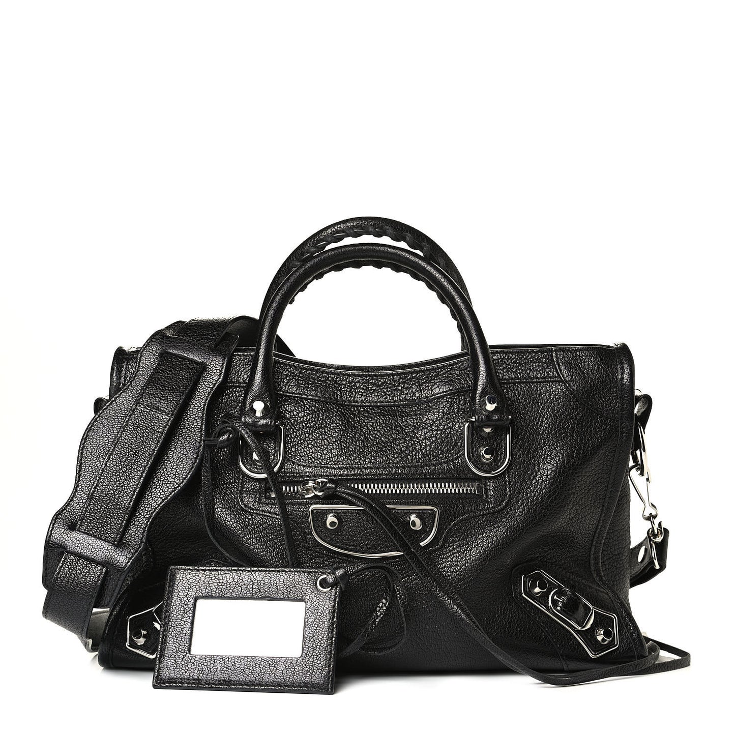 Chevre Silver Metallic Edge Hardware S City Black