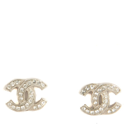 Chanel Crystal Timeless CC Earrings Silver 1 of 4