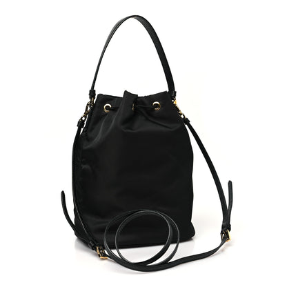 Prada Saffiano Tessuto Nylon Mini Bucket Crossbody Bag Black 3 of 11