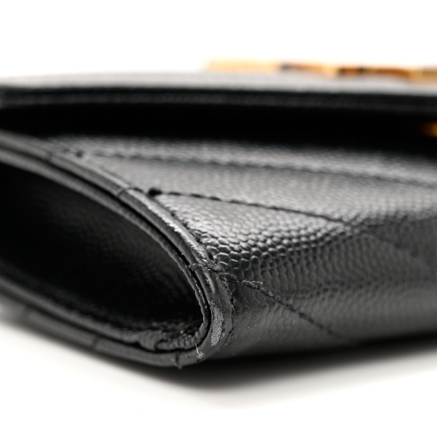 Grain De Poudre Matelasse Chevron Small Monogram Envelope Wallet Black