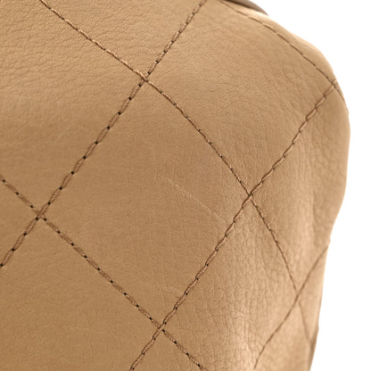 Chanel Calfskin Stitched Double Zip Hobo Beige 12 of 15