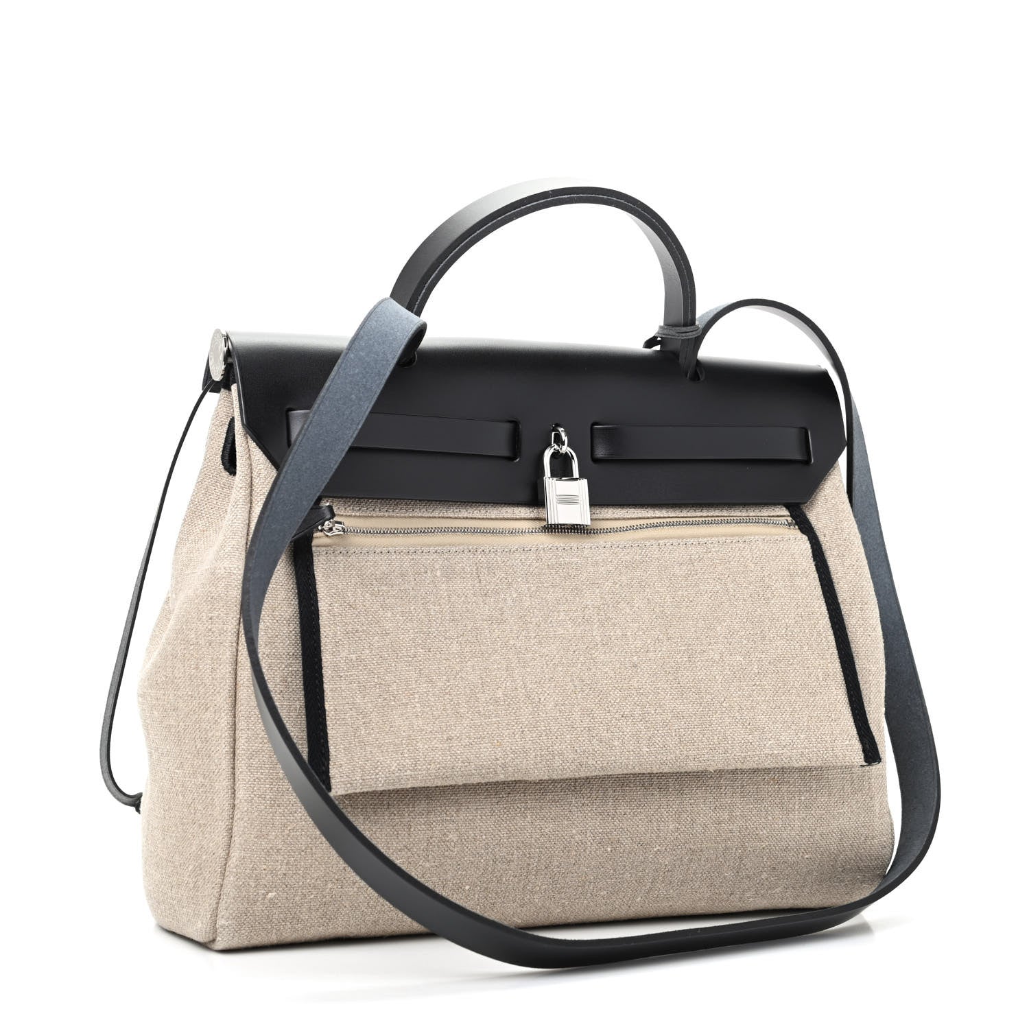 Hermes Military Toile Vache Hunter Herbag Zip Retourne 31 PM Ficelle Black 3 of 10