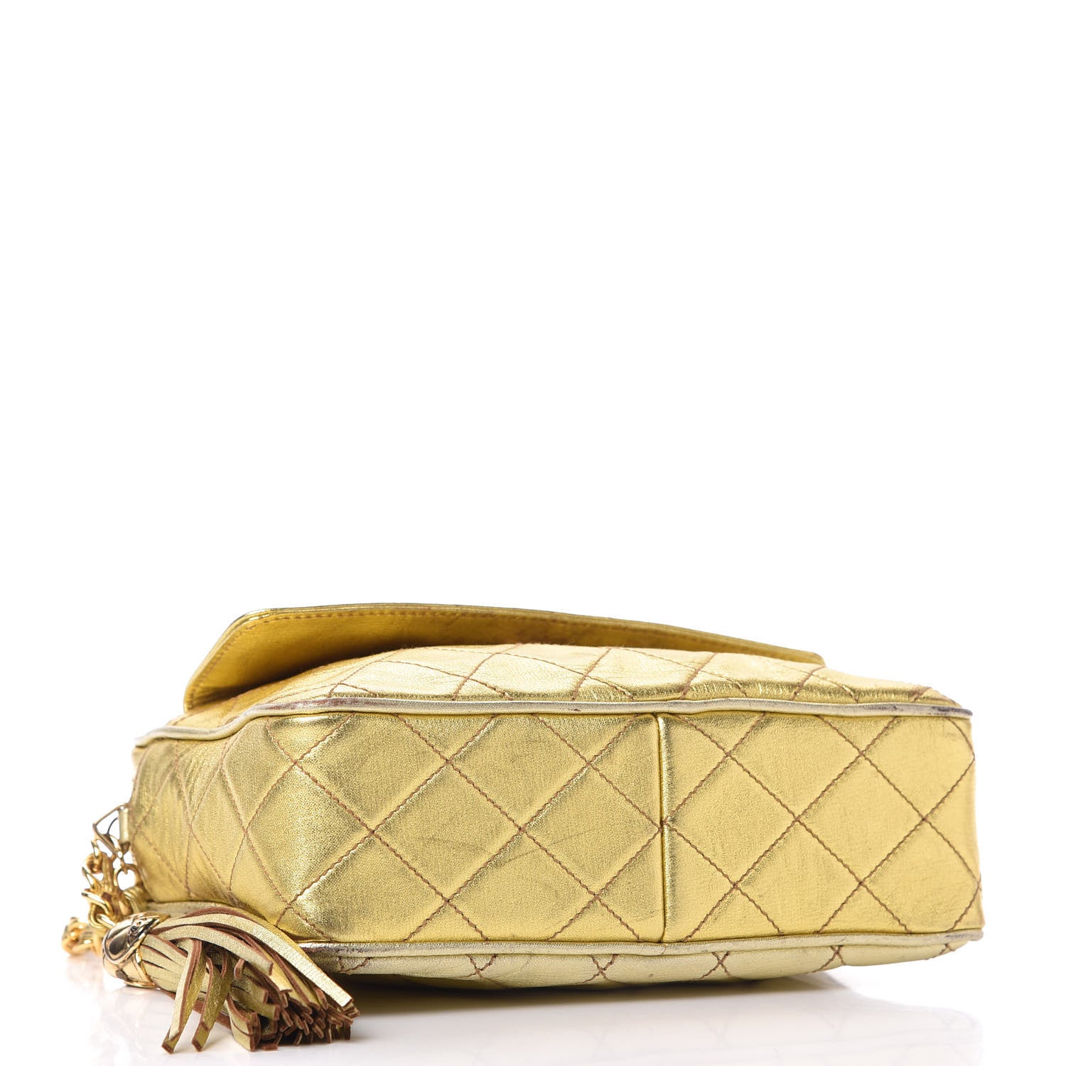Chanel Metallic Lambskin Quilted Camera Case Gold 4 of 12
