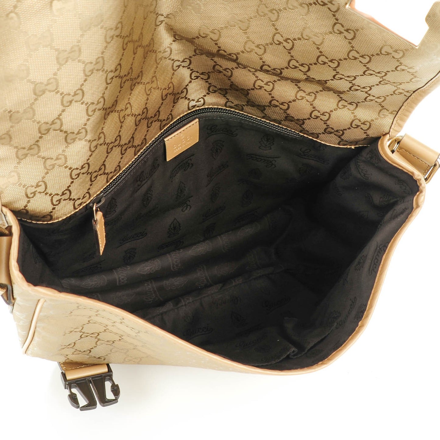 Imprime Monogram Medium Double Buckle Flap Messenger Bag Champagne