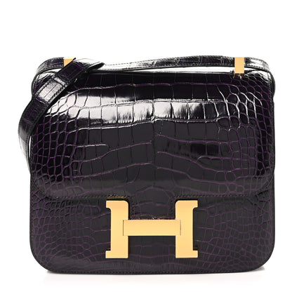Hermes Shiny Alligator Constance 24 Aubergine 1 of 11