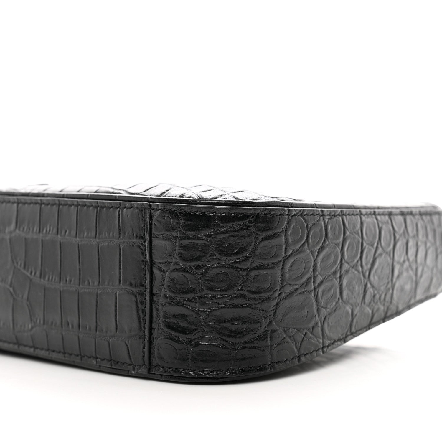 Saint Laurent Calfskin Crocodile Embossed LE 5 A 7 Hobo Black 9 of 9
