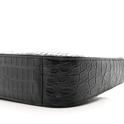 Saint Laurent Calfskin Crocodile Embossed LE 5 A 7 Hobo Black 9 of 9