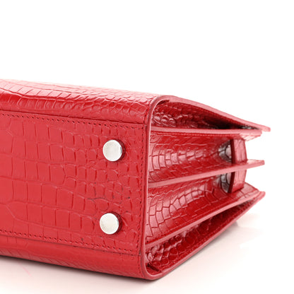 Saint Laurent Calfskin Crocodile Embossed Nano Sac De Jour Red 10 of 12