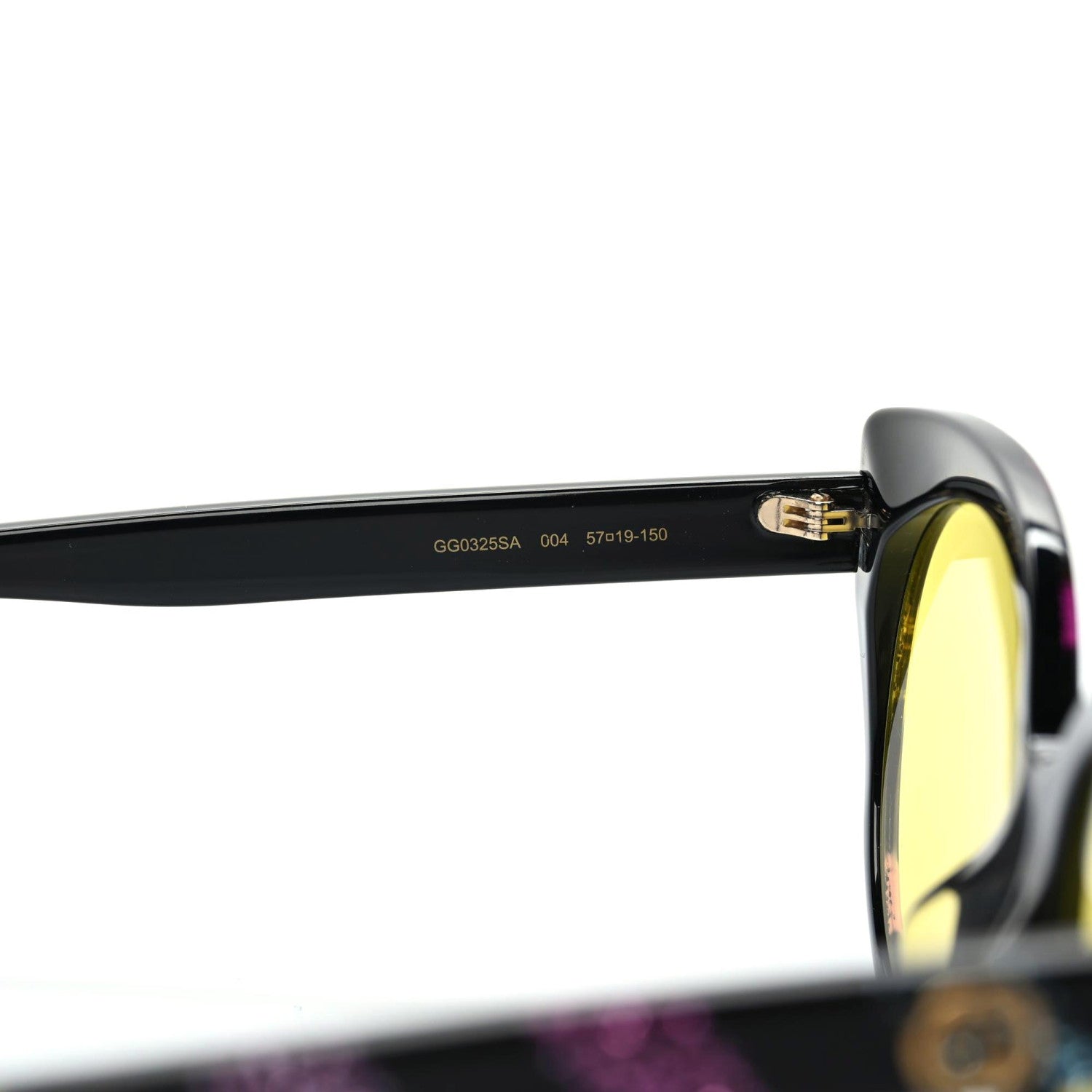 Gucci Glitter Acetate Cat Eye Sunglasses GG0325SA Black Yellow 5 of 8