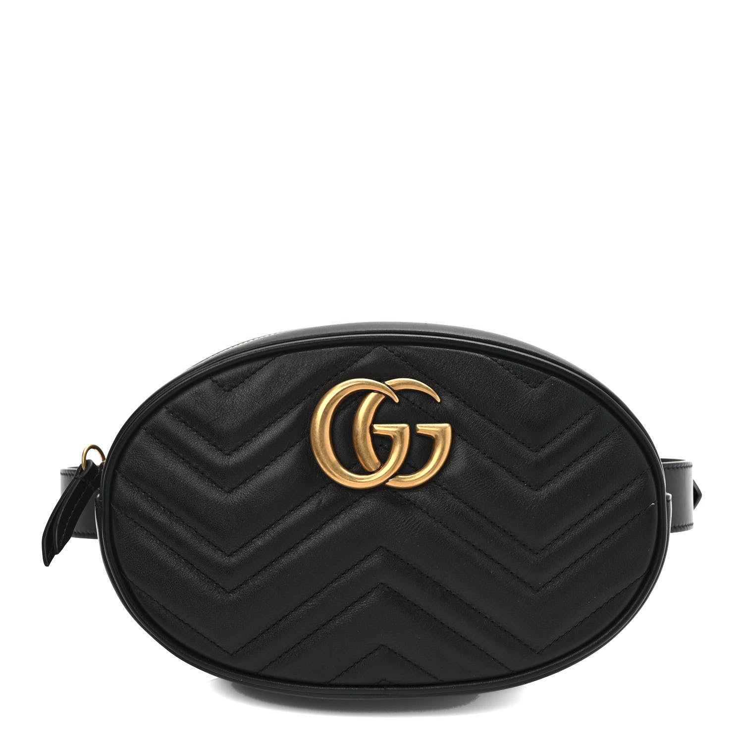 Gucci Calfskin Matelasse GG Marmont Belt Bag 75 30 Black 1 of 8