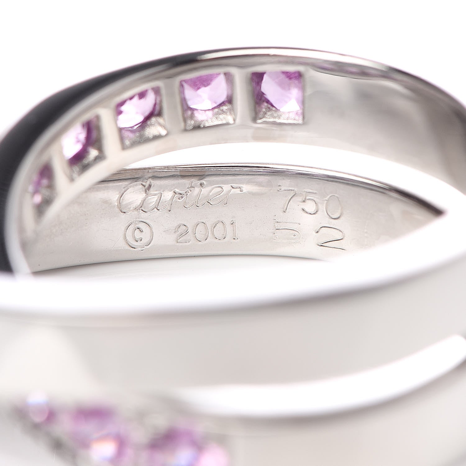 Cartier 18K White Gold Pink Sapphire 9mm Paris Nouvelle Vague Ring 52 6 4 of 4