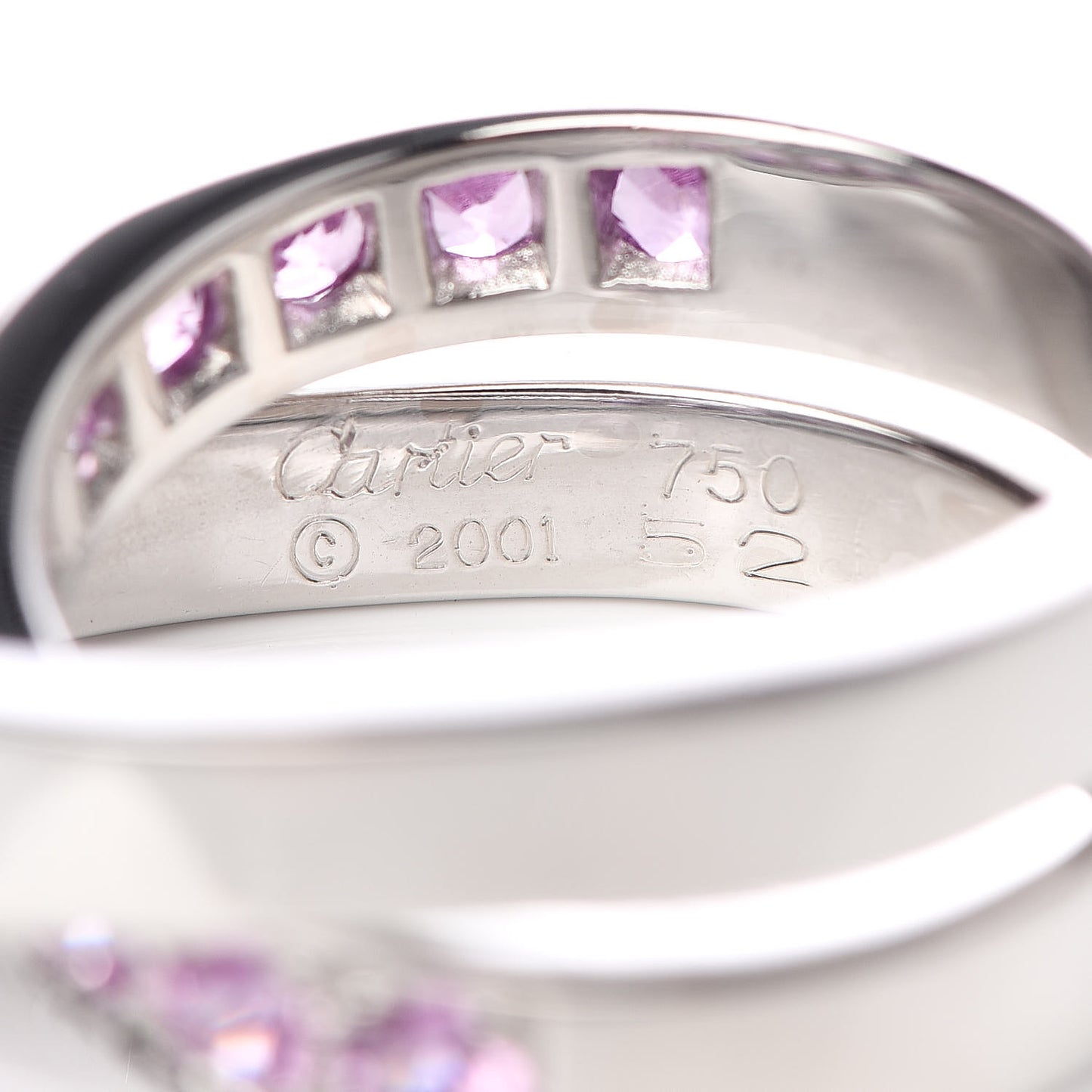 18K White Gold Pink Sapphire 9mm Paris Nouvelle Vague Ring 52 6