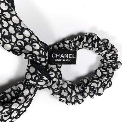 Chanel Silk CC Twilly Hair Tie Black White 3 of 6