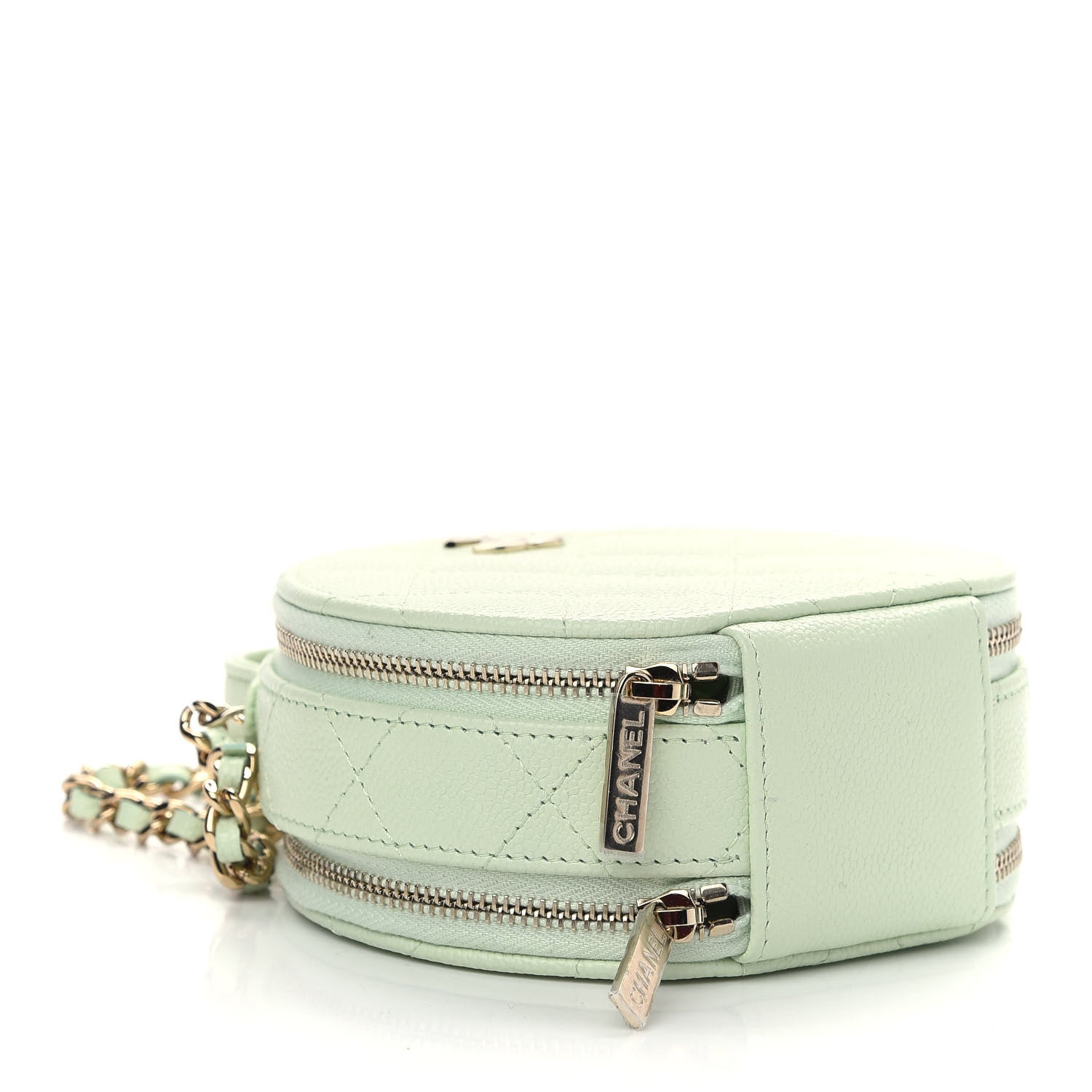 Chanel Caviar Quilted Round Handle With Care Vanity With Chain Light Green 4 of 9